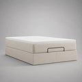 Set letto contenitore matrimoniale rettangolare in poliestere beige con materasso in schiuma PU 160 x 200 cm