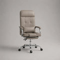 Sedia da ufficio girevole e reclinabile con poggiapiedi in similpelle PU tortora, 68 x 72 x 112-122 cm