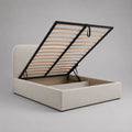 Letto matrimoniale contenitore 160 x 200 cm in poliestere bouclé beige con rete a doghe e testiera