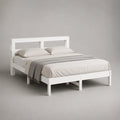 Letto matrimoniale 160 x 200 cm in legno massello di pino bianco con testiera e rete a doghe, 209 x 166 x 90 cm