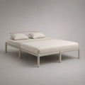 Struttura letto matrimoniale in acciaio con testiera, per materasso 160 × 200 cm, bianco crema