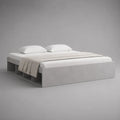 Letto matrimoniale con 4 vani portaoggetti laterali in legno grigio chiaro, materasso 160 x 200 cm