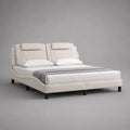 Letto matrimoniale imbottito in tessuto bianco crema con testiera alta, 184 x 220 x 116 cm, materasso 160 x 200 cm
